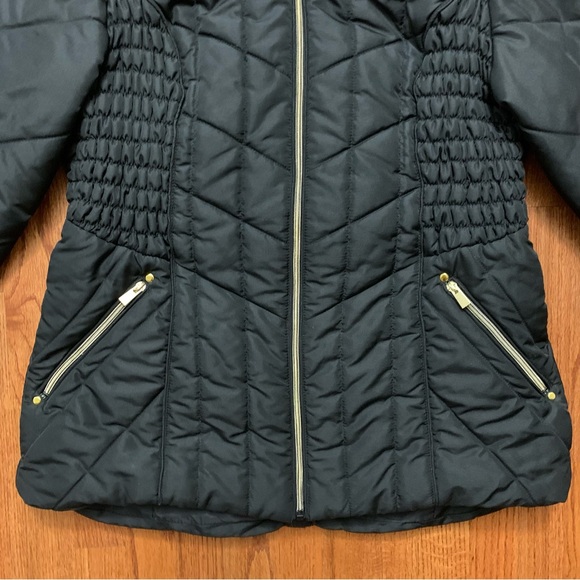 INTL d.e.t.a.i.l.s black quilted puffer front dip winter jacket coat - Picture 3 of 14